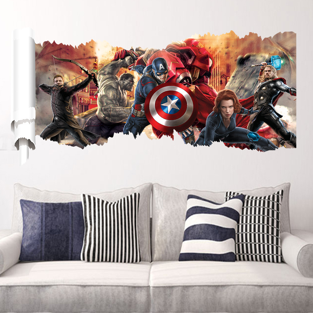 Tranh decal dán tường 3D Siêu anh hùng AmyShop