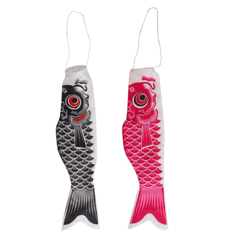 1.5m Koi Nobori Windsock Black&Pink Kite Japanese Carp Flag Decoration