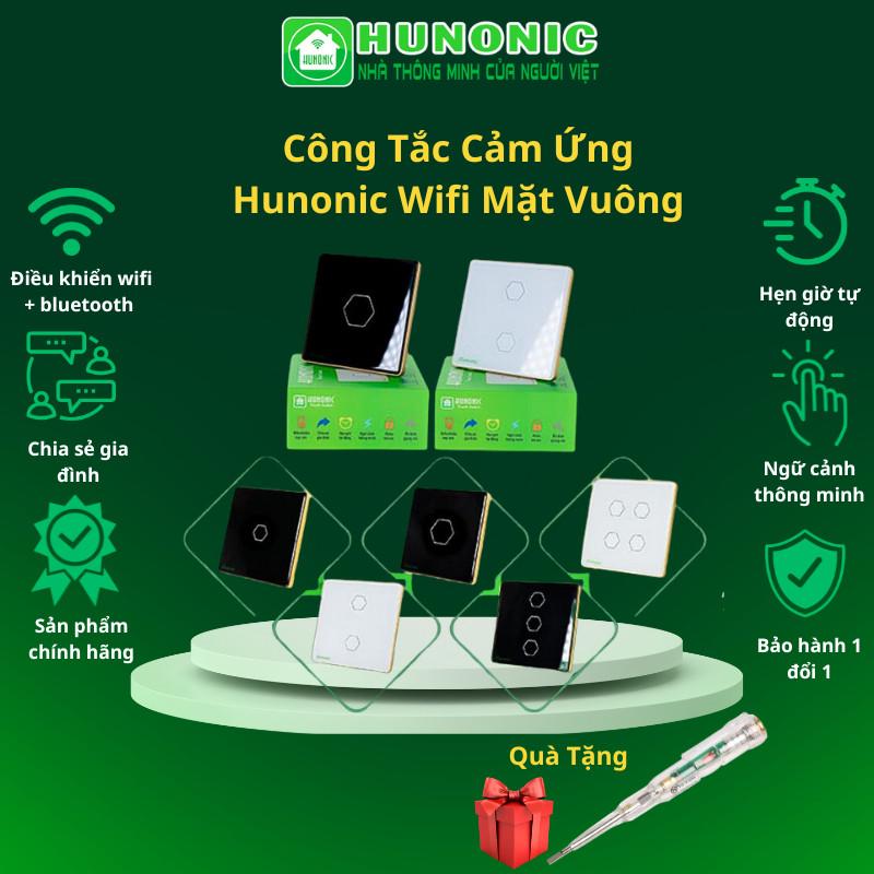 Công Tắc Cảm Ứng Hunonic Wifi Mặt Vuông, Điều Khiển Mọi Thiết Bị Từ Xa Qua Điện Thoại Và Giọng Nói