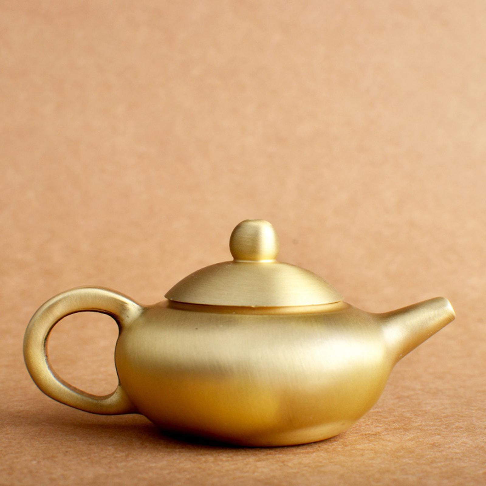 Brass Teapot Figurines Crafts Copper Kettle for Furniture Table Office
