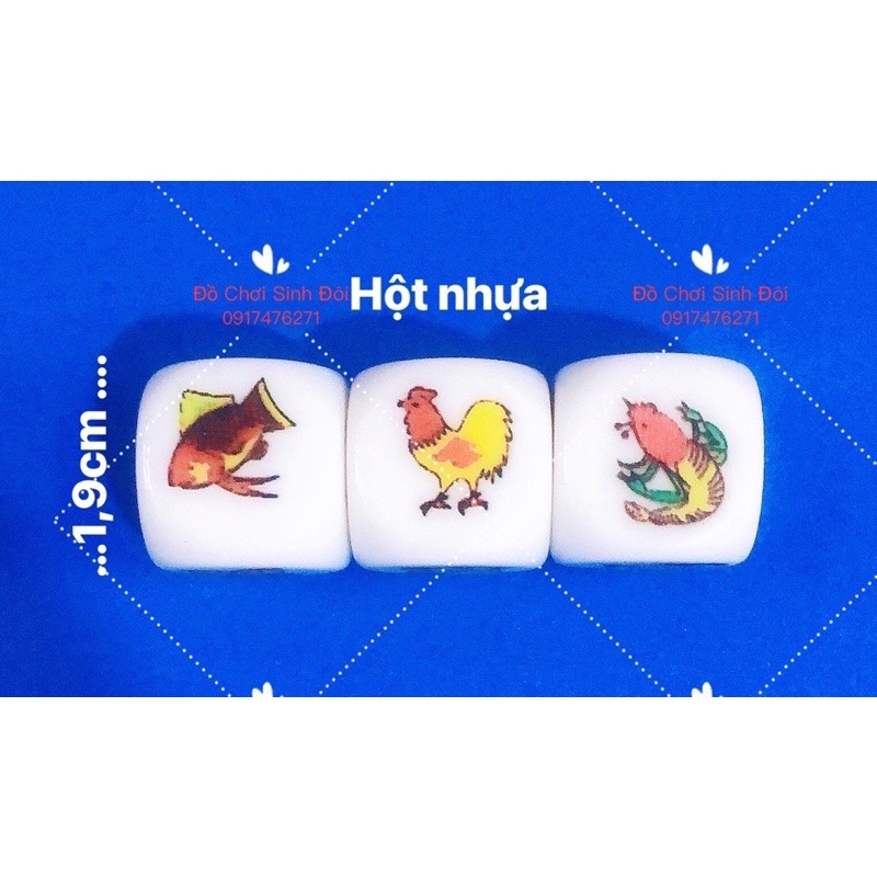 1 bộ bầu cua hột nhựa 1,9cm - cờ giải trí