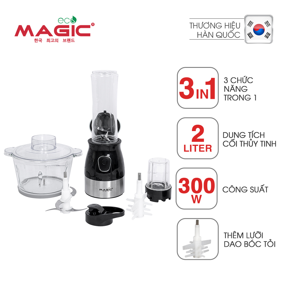 Máy xay thực phẩm đa năng 3in1 Magic Eco AC-16 (2.0 Lít) - Hàng chính hãng