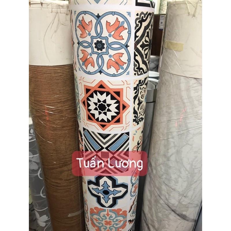 Giấy dán tường gạch bông - decal dán tường họa tiết gạch bông sẵn keo, dán trang trí, điểm nhấn, dán bếp khổ 1,2m