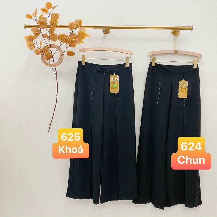 Quân ống rộng nữ-ngố lửng có tà vải MANGO-POLYESTER Nhật CT26