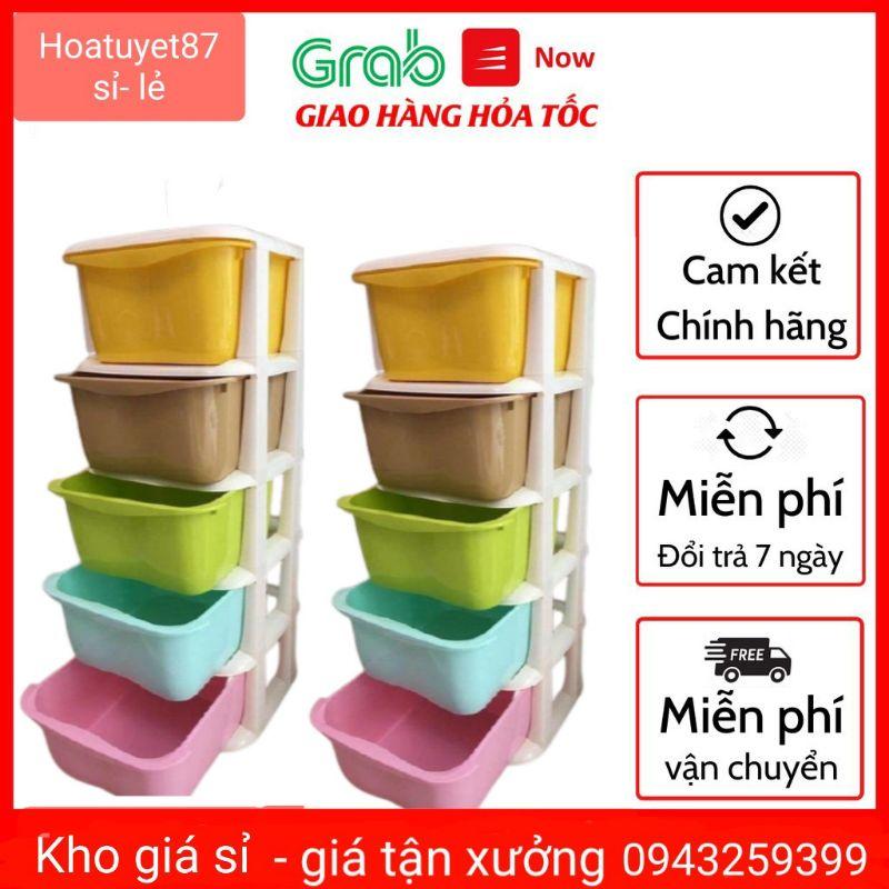Tủ nhựa 5 tầng nhiều màu có bánh xe
