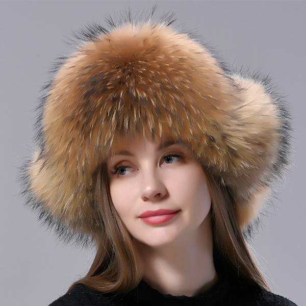 Tự Nhiên Cáo Lông Hàng Không Nga Nón Tai Ushanka Nữ Mùa Đông Ấm Lông Tơ Nữ Thời Trang Đuôi Nắp Thật Thời Trang Lông Thú nón