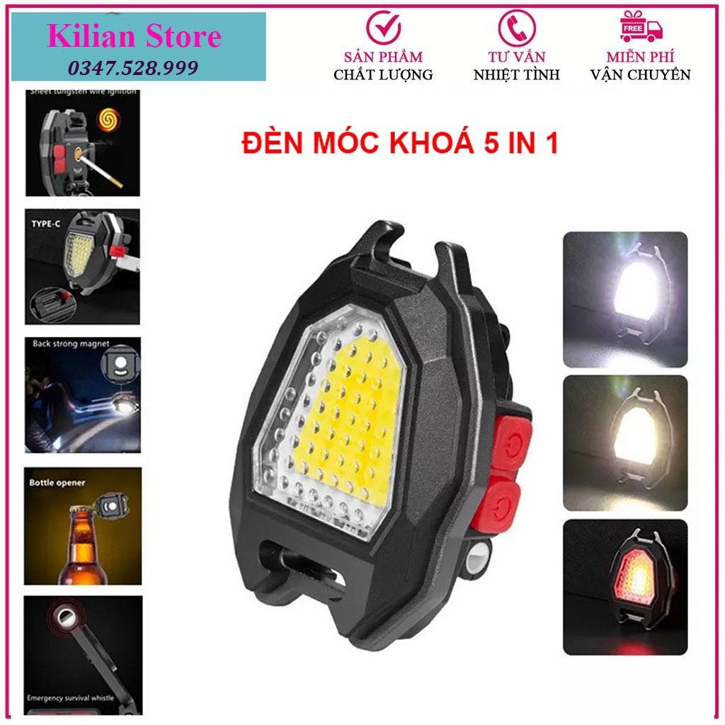 Đèn móc khóa Mini LED COB 800 Lumens Có Móc Khóa Di Động Đa Ứng Dụng chống nước có cáp sac dây đeo hộp đựng