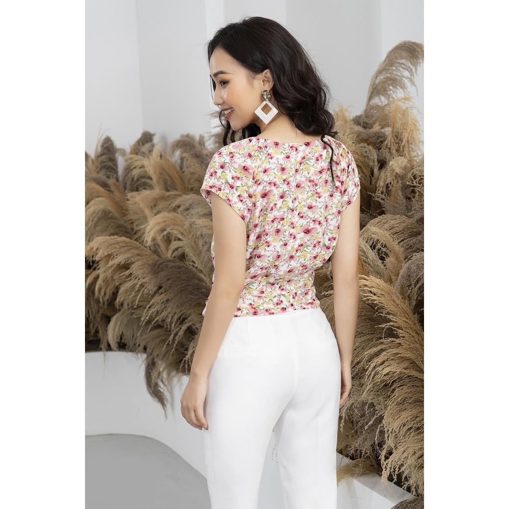 Áo sơ mi nữ công sở họa tiết hoa LUPERI LFSM1161 eo thắt dây hoa xinh xắn, cá tính, siêu sang