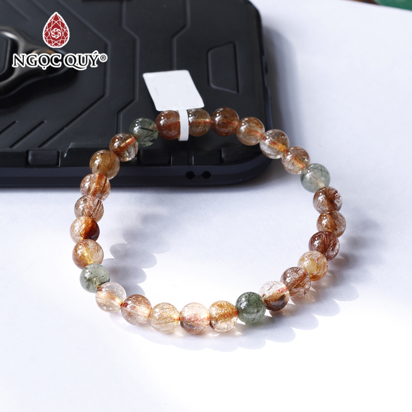 Vòng thạch anh tóc đa sắc size hạt 7mm - Ngọc Quý Gemstones