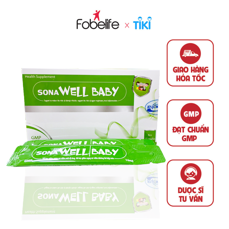 Gói Uống Hỗ Trợ Giảm Nguy Cơ Viêm Đường Hô Hấp Trên SonaWell Baby - Hộp 10 gói