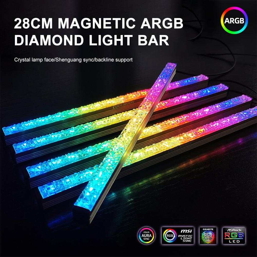 Thanh ánh sáng kim cương RGB Khung khung thanh trang trí thanh đèn LED Ánh sáng ma thuật đồng bộ thanh cứng từ tính