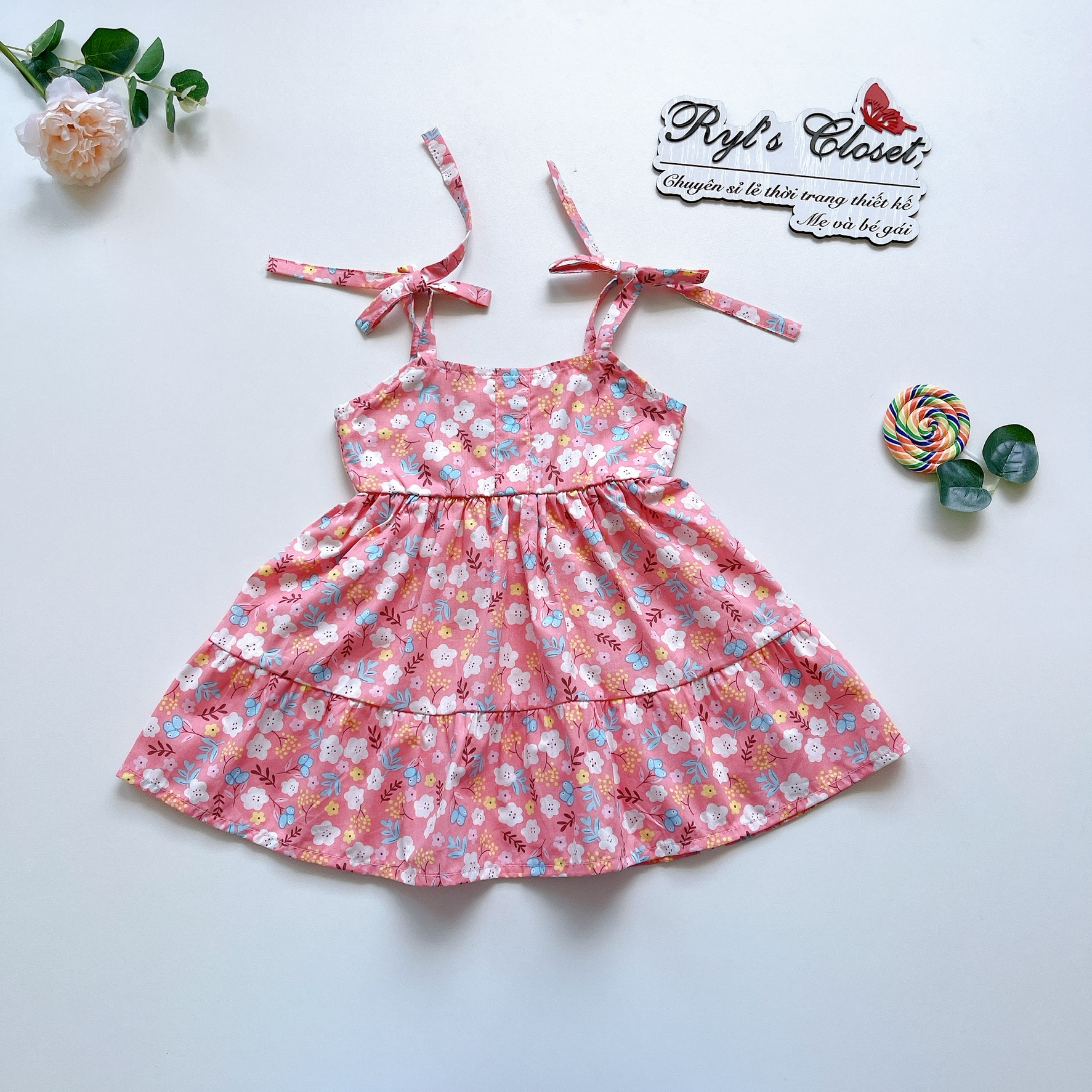 Váy Babydoll 2 Dây Bé Gái 4 Đến 28kg, Đầm Bé Gái Chất Thô Hoa Mềm Mát
