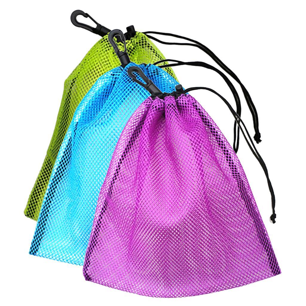 3Pcs Durable Mesh Nets Bag Pouch Golf Tennis Ball Carrying Holder Storage