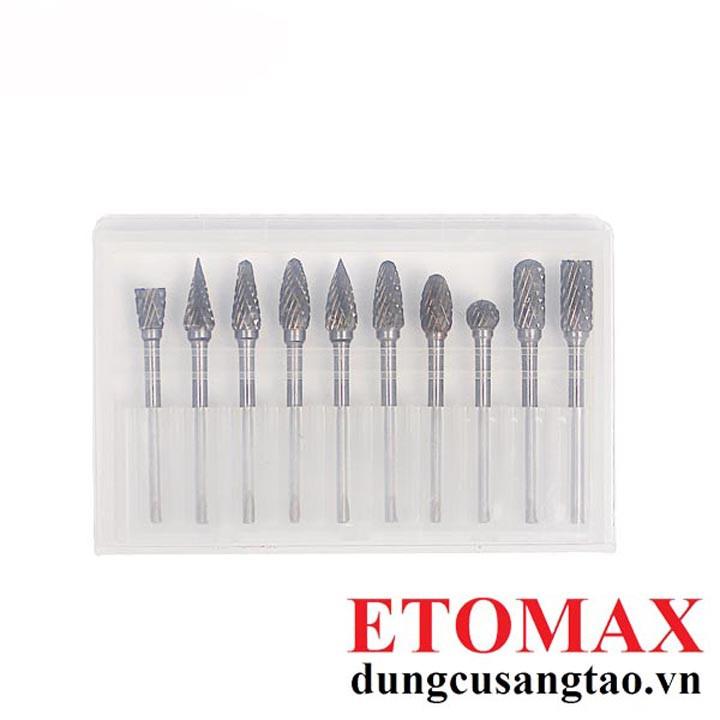 Bộ 10 mũi mài, khắc làm lũa Vonfram