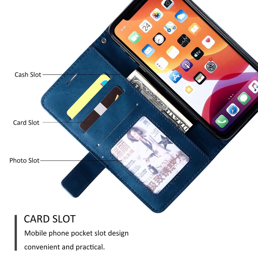 Bao da điện thoại nắp lật PU mềm có ngăn đựng thẻ cho iPhone 12 Pro Max 12 Mini 11 Pro Max