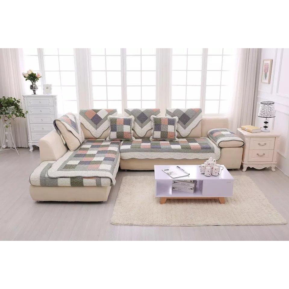 Thảm sofa - Ô vuông xanh lá trắng - TSF010