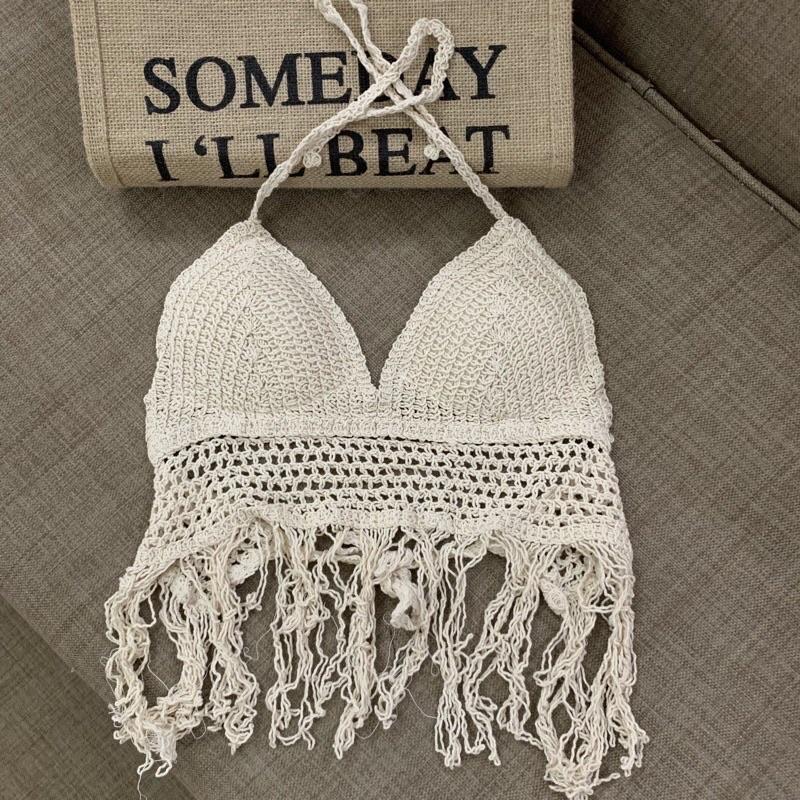 03-Set bikini ren 3 món đi biển - áo bra- quần sóc- áo choàng ( CÓ BÁN RỜI)