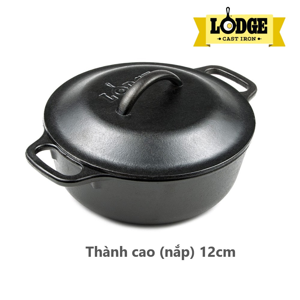 [Chính hãng LOGDE - MỸ] Nồi gang Lodge 21.5cm - L2SP3 - dung tích 1.9 lít. Dùng kho cá, nướng gà, nướng bánh, cơm, canh