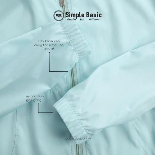 Áo khoác dù nam 1 lớp Simple Basic, thoáng mát, chống tia UV, màu xanh ngọc