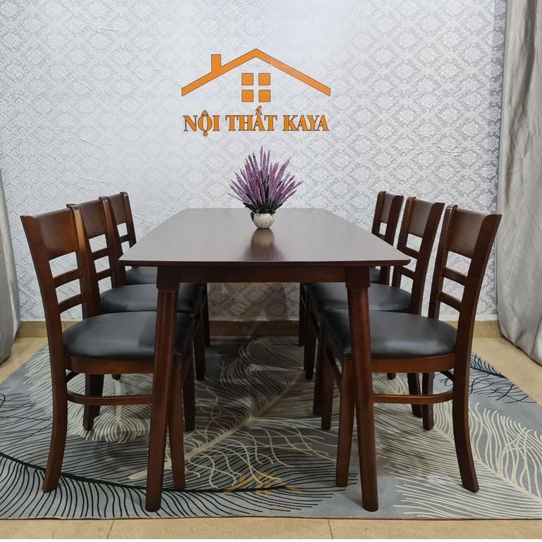 Bộ bàn Lunar 6 ghế Mostar 1m6 (Nâu) 80cm x 160cm x 75cm Mặt bàn HDF lõi xanh nhập khẩu Malaysia