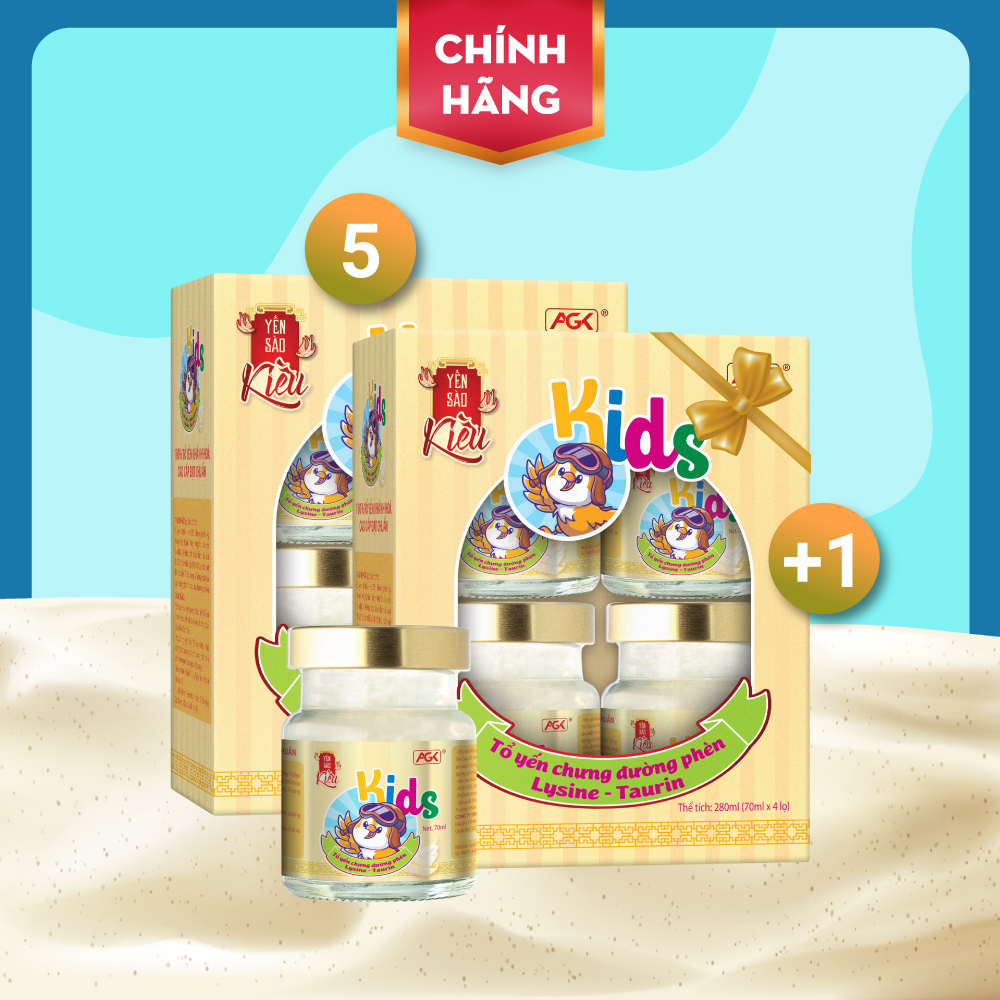 Yến Kiều Kids - Combo mua 5 hộp tặng 1 hộp cùng loại - Yến sào chưng sẵn cho trẻ nhỏ - Thành phần yến 30% - Hỗ trợ tăng cường sức khỏe
