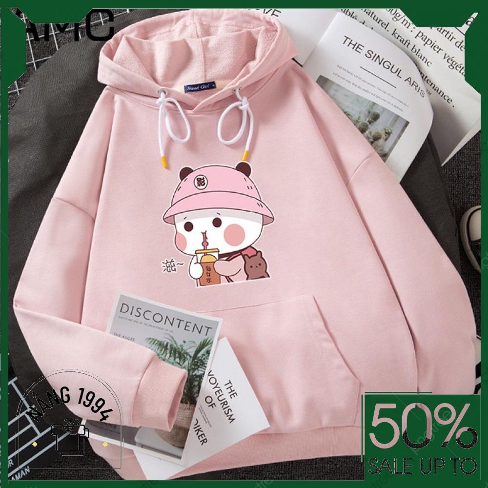 Áo hoodie nữ lót nỉ in hình form rộng siêu dễ thương , giao ngẫu nhiên hình