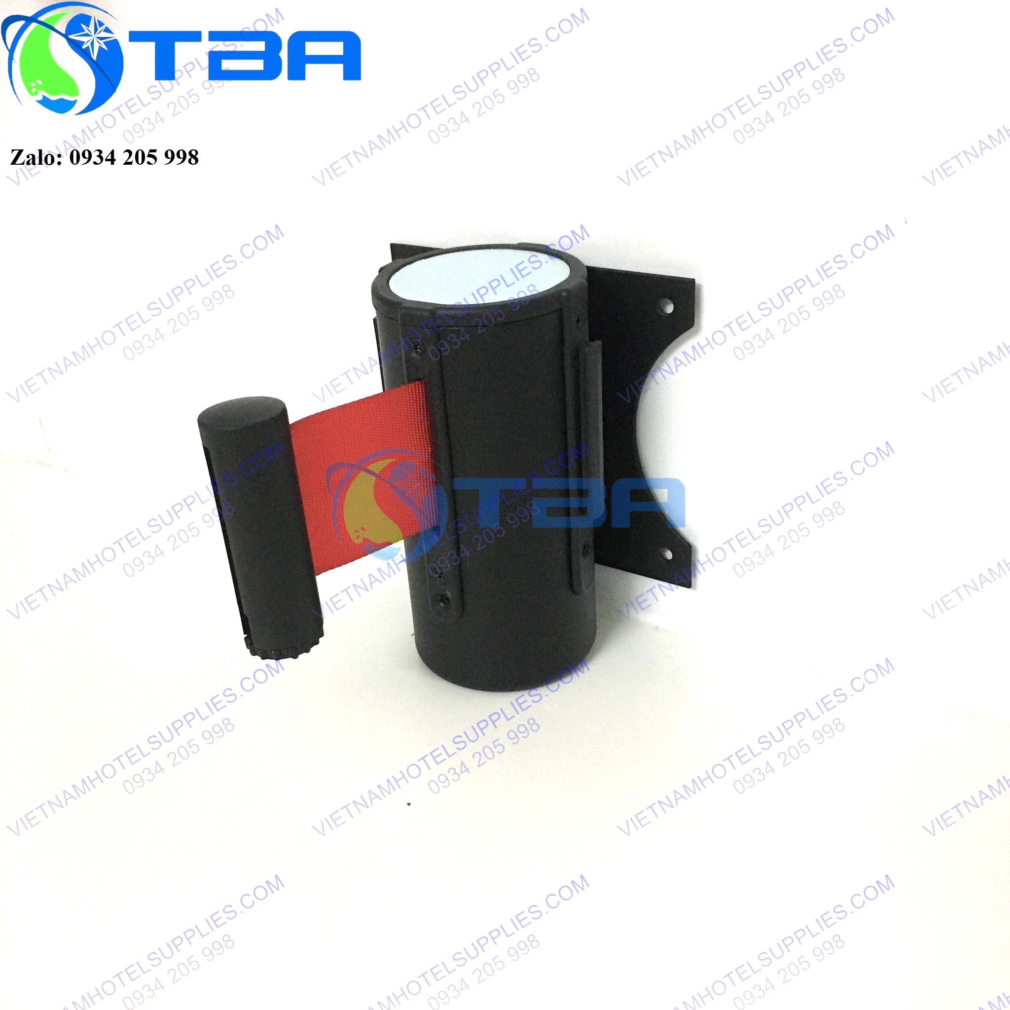 Trụ chắn gắn tường 3m màu đen với dây căng màu đỏ chất lượng cao