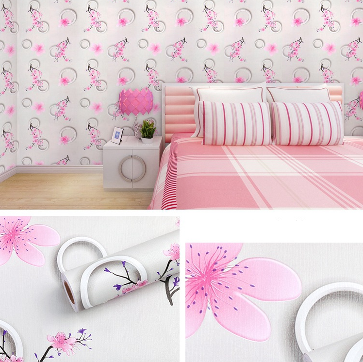 Combo 10 mét giấy dán tường, decal dán tường trang trí nhà cửa CÀNH ĐÀO HỒNG khổ 45cm