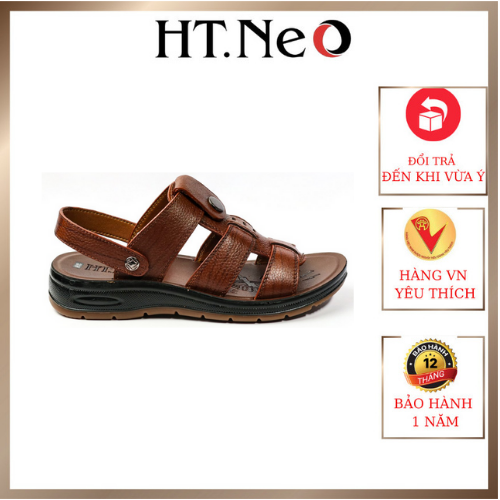 Sandal nam đế cao - Sandal nam(chính hãng) HT.NEO 100% da bò tự nhiên, kiểu dáng và màu sắc nổi bật, quai da siêu bền chắc SD96 )