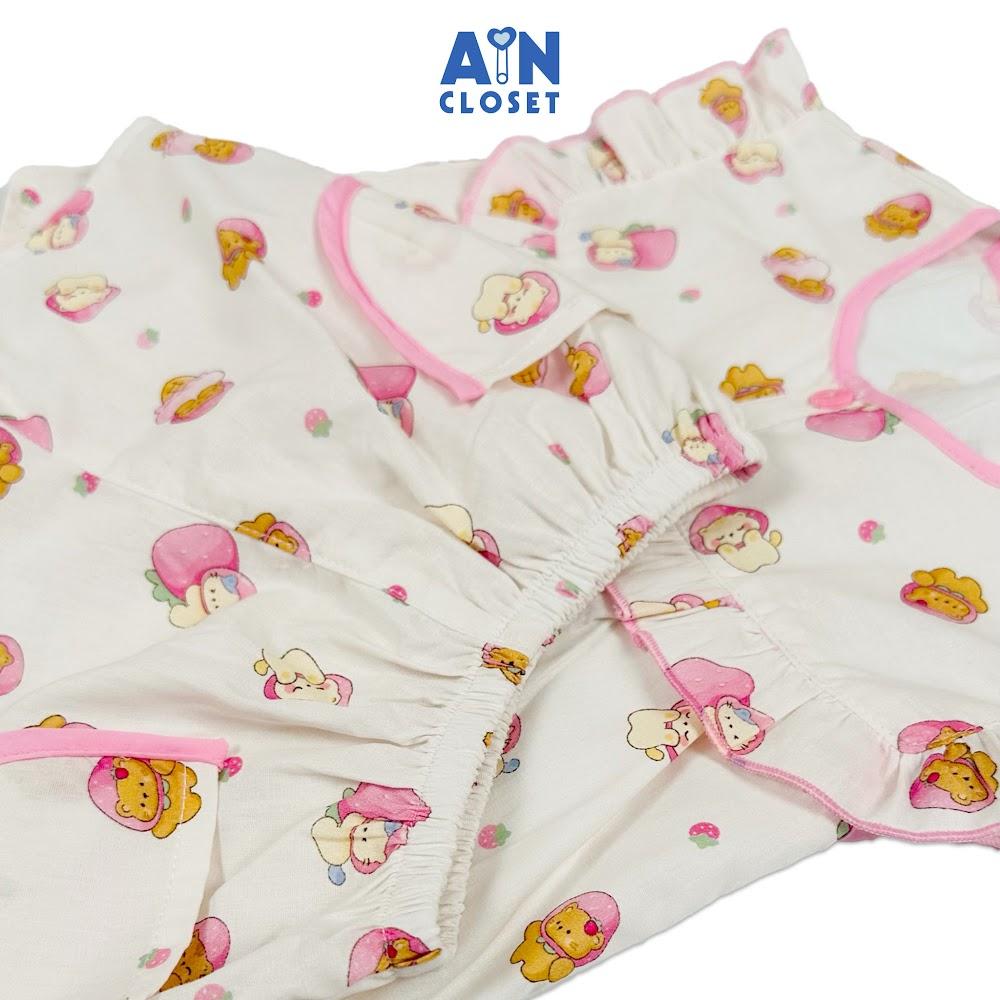 Bộ quần áo Ngắn bé gái họa tiết Bé Mèo Hồng Cotton - AICDBG4SJXSQ - AIN Closet