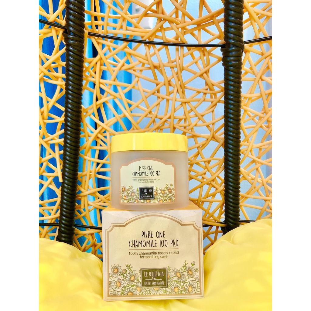 LE QUILLAIA - Bông Thấm Dưỡng Chất Chiết xuất từ hoa cúc giúp giảm sưng tấy và cấp ẩm PURE ONE CHAMOMILE 100 pad