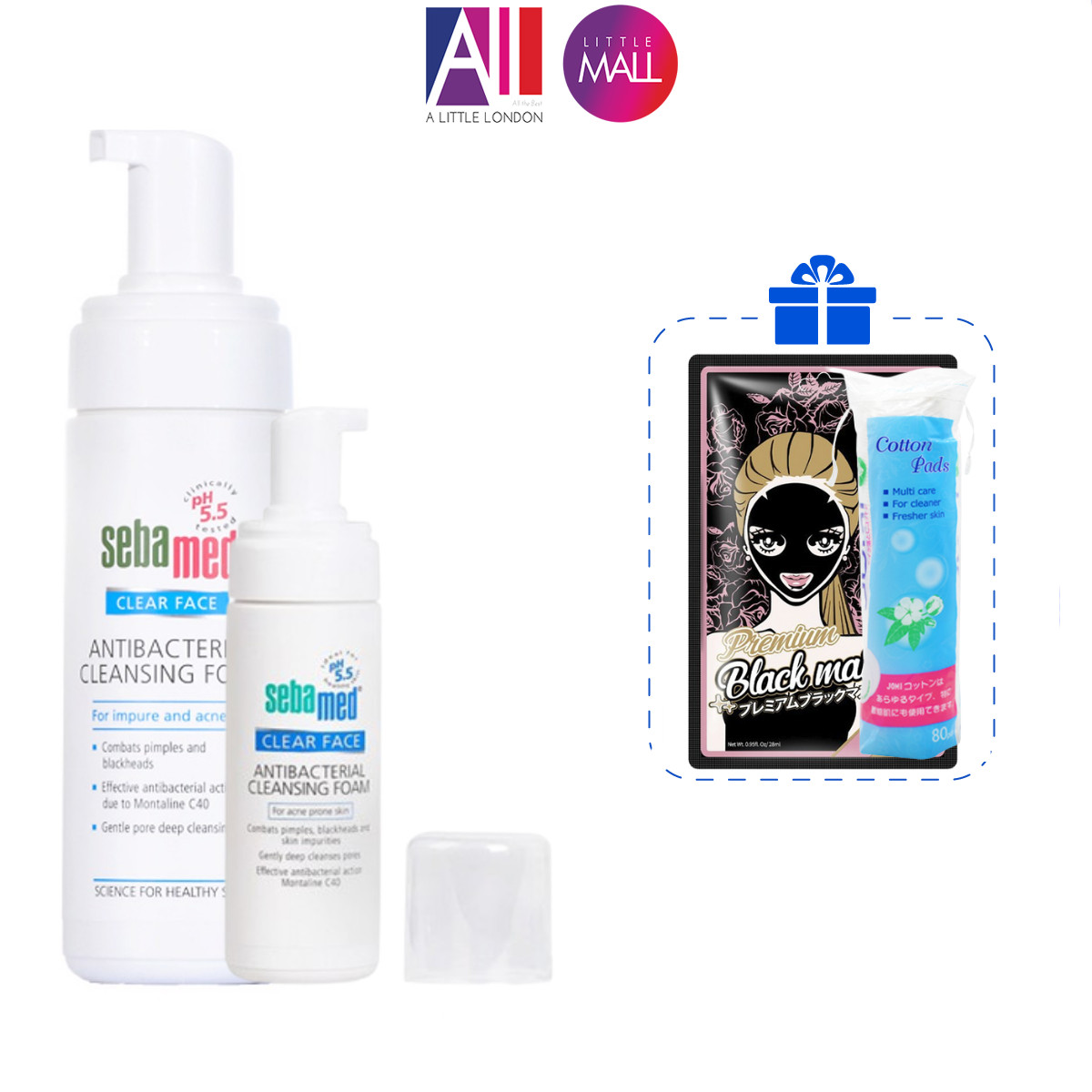 Sữa rửa mặt tạo bọt giảm mụn Sebamed pH 5.5 Clear Face Antibacterial Cleansing Foam TẶNG Ampoule chống lão hóa Martiderm (Nhập khẩu)