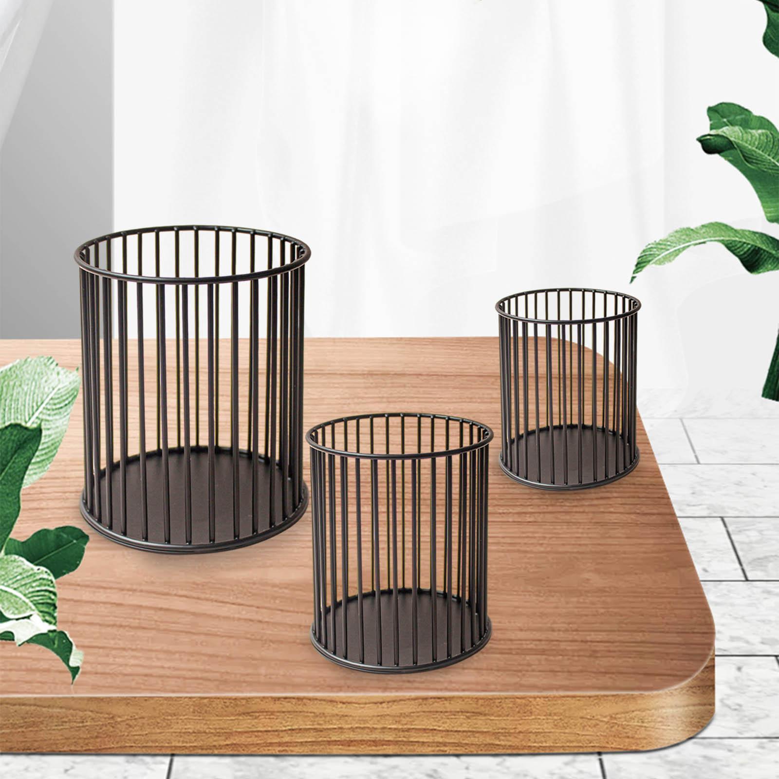 Decorative Candles Holder, Iron Wire Candlestick Holder, Pen Organizer Box Rustic Metal Tealight Candle Holder, for Desktop