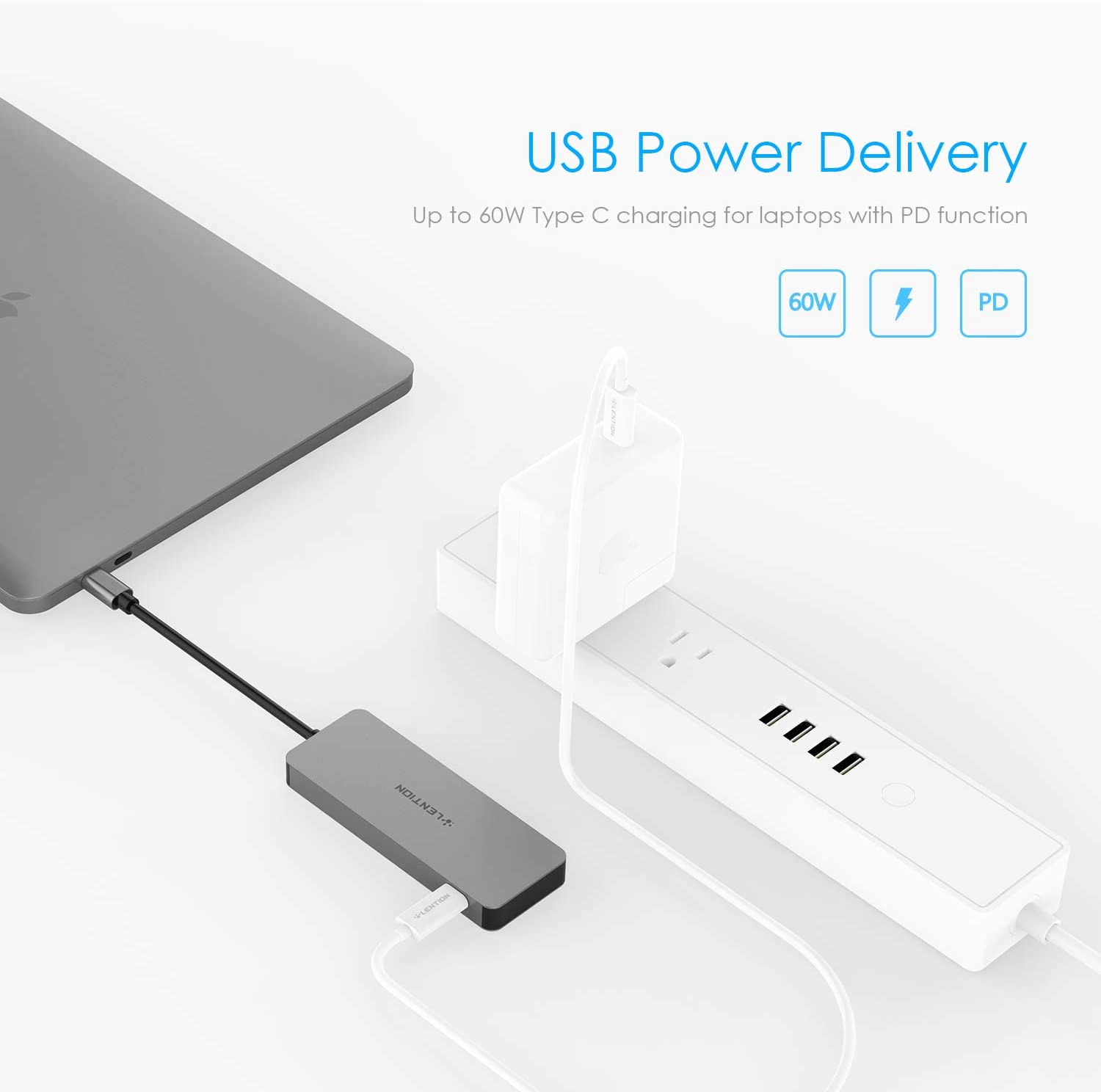 Hub USB C LENTION 6 trong 1 C16S với PD, SD/TF, Type A 3.0 - Hàng chính hãng