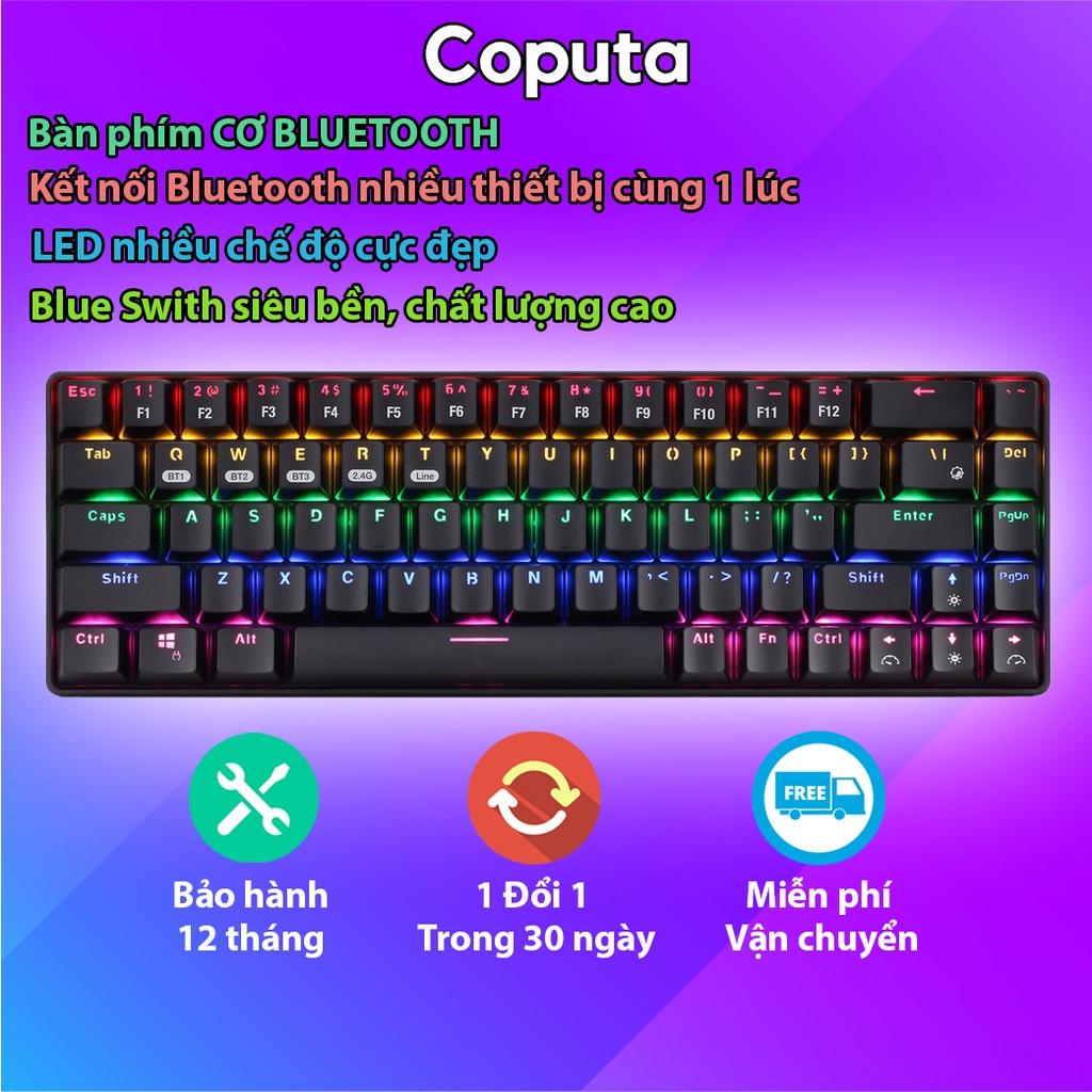 Hình ảnh Bàn phím cơ Coputa bàn phím bluetooth không dây mini kết nối điện thoại laptop máy tính bảng Full LED XM68