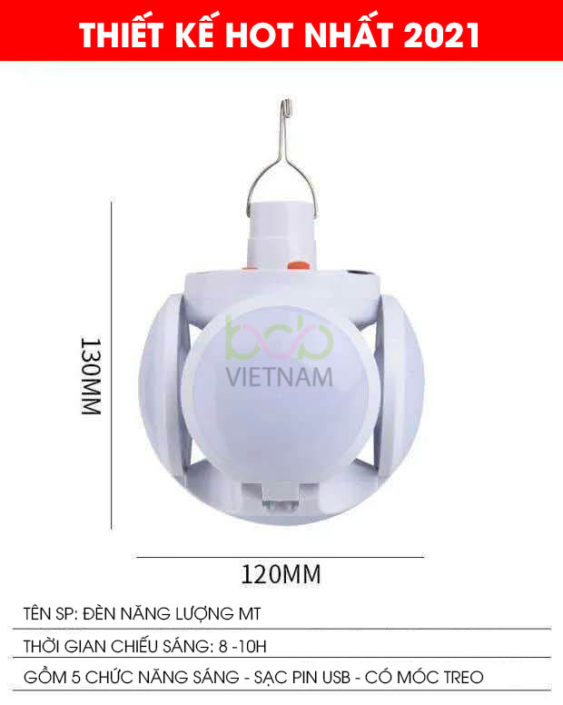 Đèn Led Tích Điện Năng Lượng Mặt Trời 4 Cánh 40w Hiển Thị Dung Lượng Pin