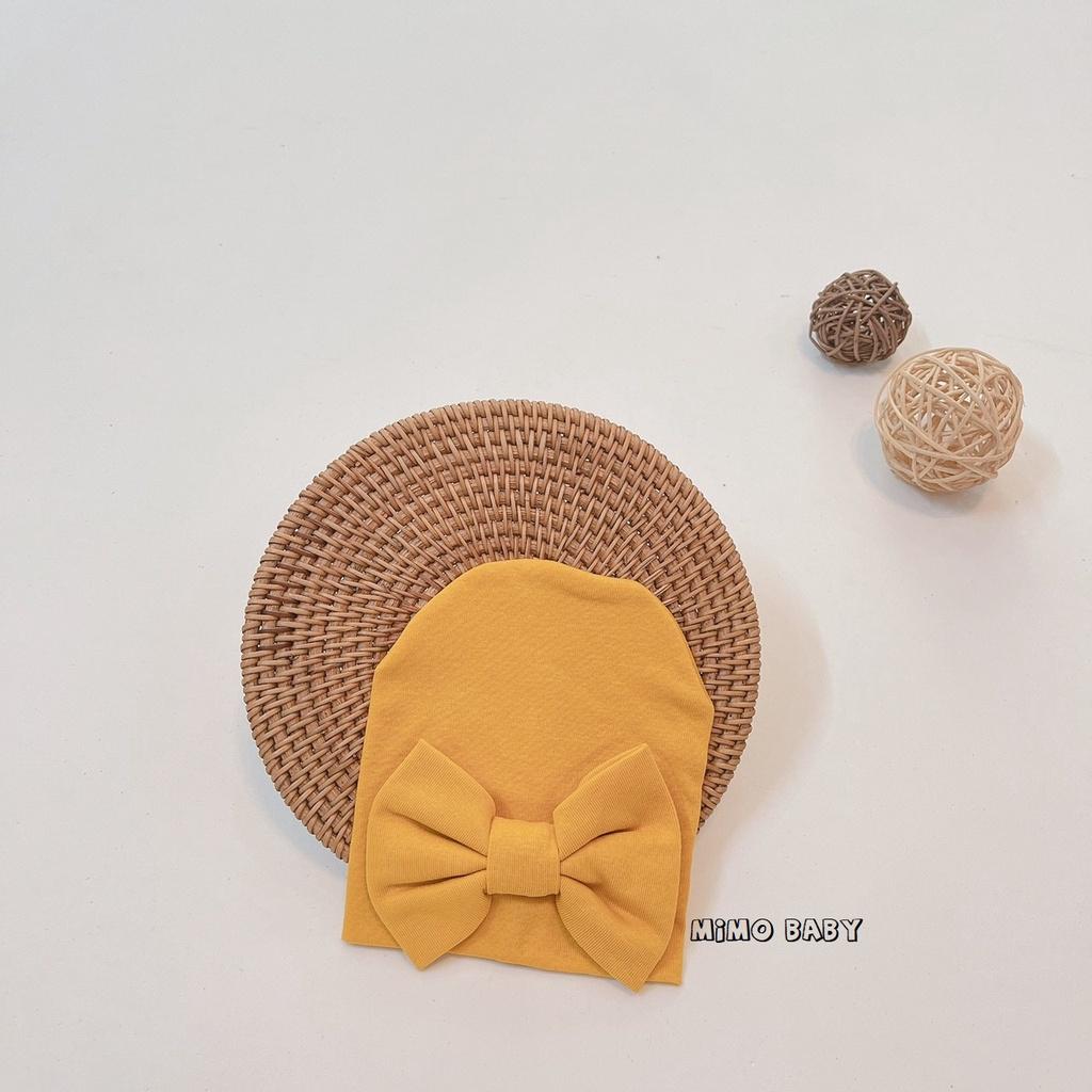 Mũ cotton sơ sinh đính nơ cho bé gái 0-6m Mimo baby MD24