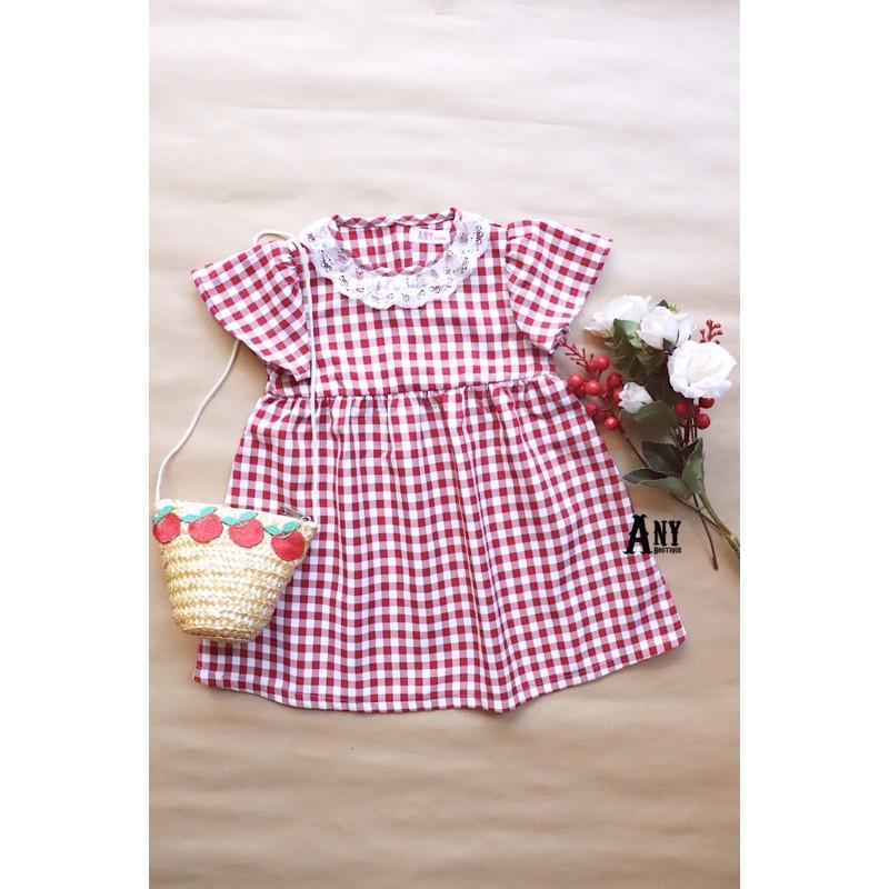 ĐẦM CARO ĐỎ PHỐI REN XINH XẮN CHO BÉ