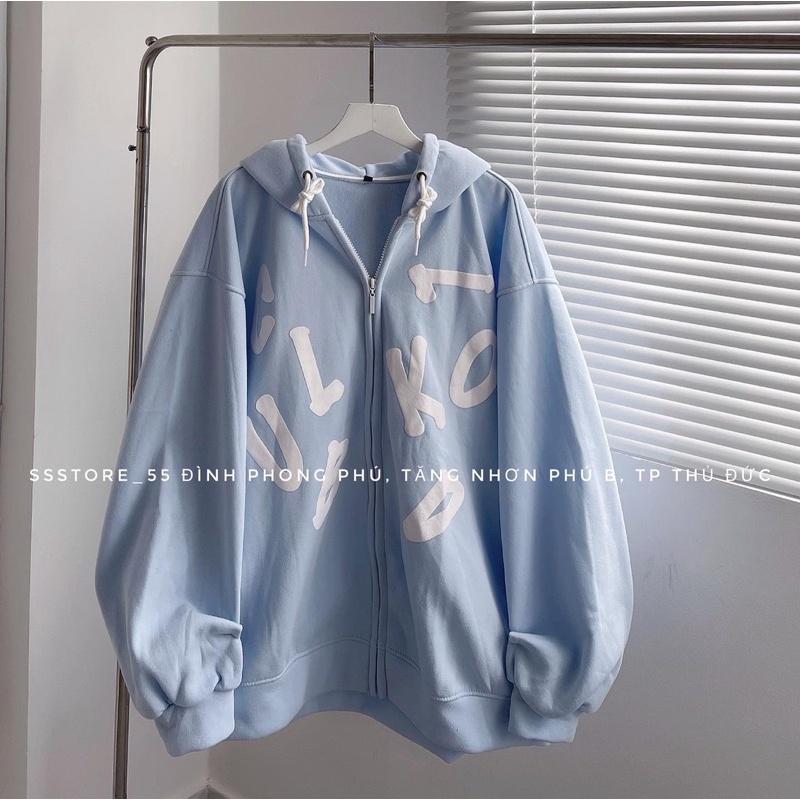 Áo Khoác nỉ chữ cái UL màu hồng + xanh unisex ảnh thật