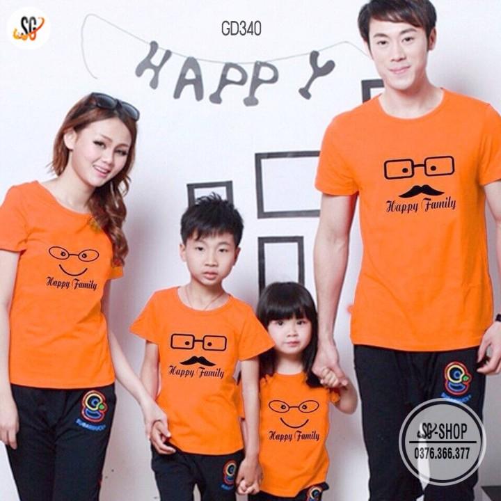 Áo Thun Gia Đình Happy Family Cao Cấp - Màu Cam