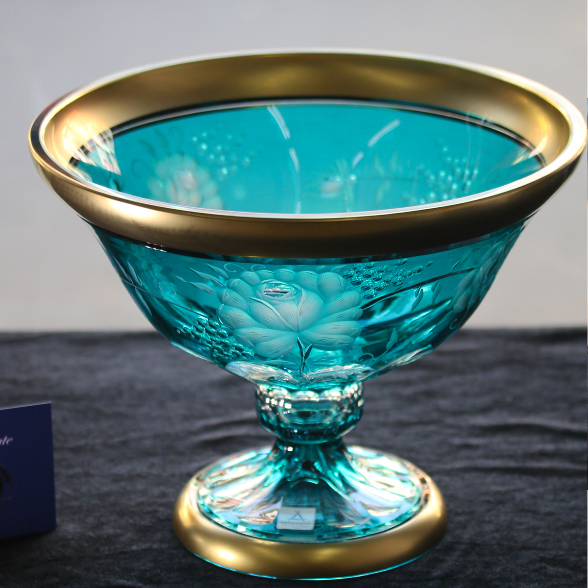 Đĩa Hoa quả Primerose Gold Pha lê Màu - Mạ vàng Arnstadt 31cm