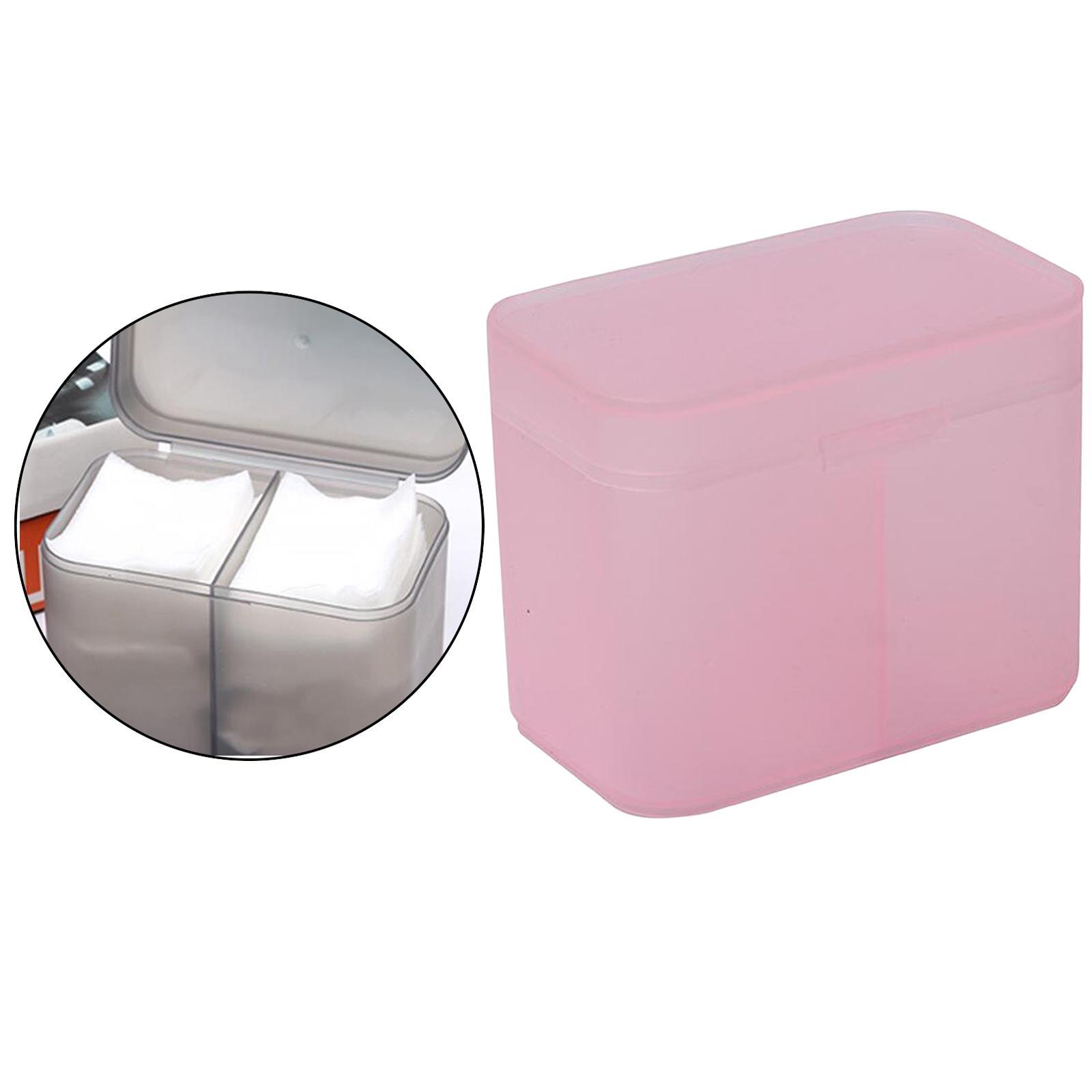 2xPlastic Organizer Holder Cotton Swab Nail Towels Makeup Pads Storage Pink