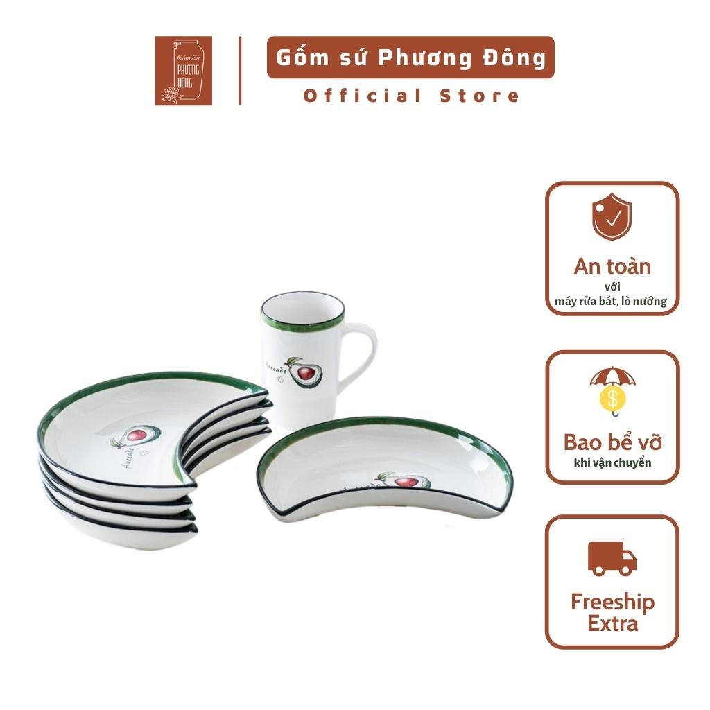 Bộ bát đĩa trăng cao cấp mã PDS007, hình bán nguyệt phong cách hiện đại