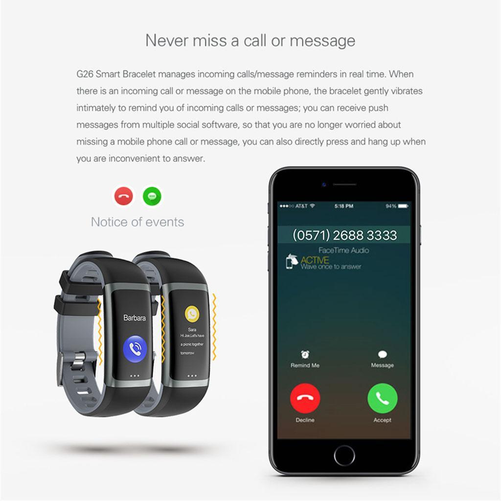 G26 Waterproof Heart Rate Blood Pressure Oxygen Smart Watch Bracelet