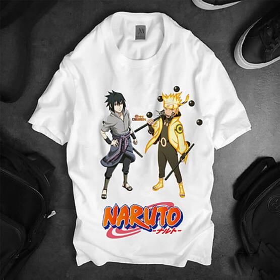 Áo thun Nam Nữ Không cổ NARUTO_SASUKE 2 THẰNG ĐANG ĐỨNG MSOP-27 mẫu mới cực đẹp, có size bé cho trẻ em / áo thun Anime Manga Unisex Nam Nữ, áo phông thiết kế cổ tròn basic cộc tay thoáng mát