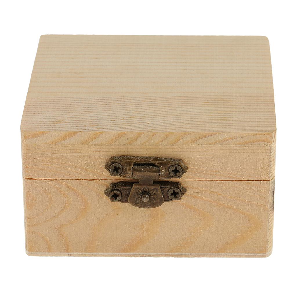 20xSquare Shape Unfinished Wooden Jewelry Gift Box for Kids DIY Craft Toys