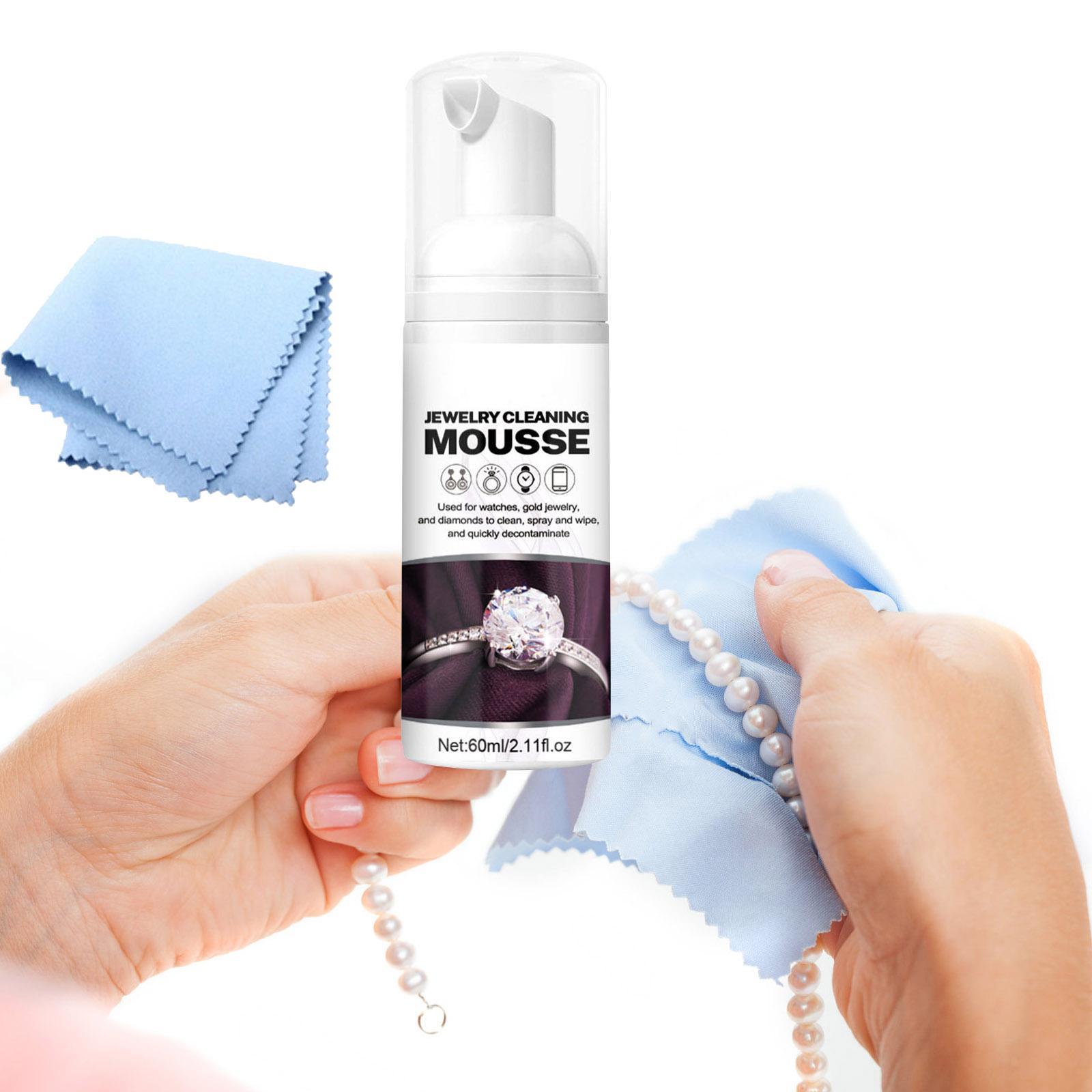 Jewelry Cleaner Solution W/Cloth Restores Removing Polishing Foaming Jewelry Cleaning for Home Watch Bracelet Jewelry Accessories