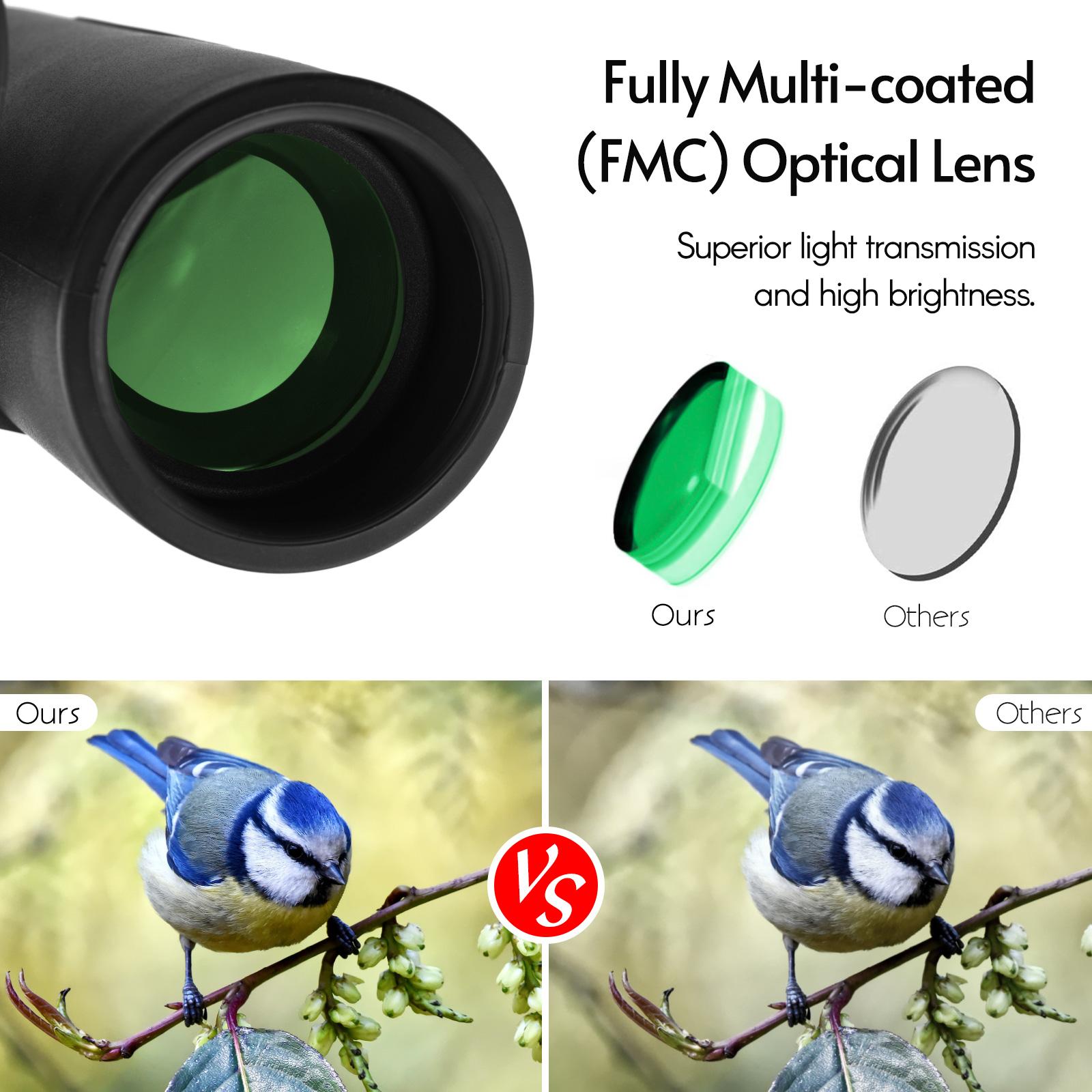 12X42 HD Binoculars Telescope Waterproof with Carry Bag Phone Clip Cleaning Cloth for Concert Sports Bird Animal Viewing