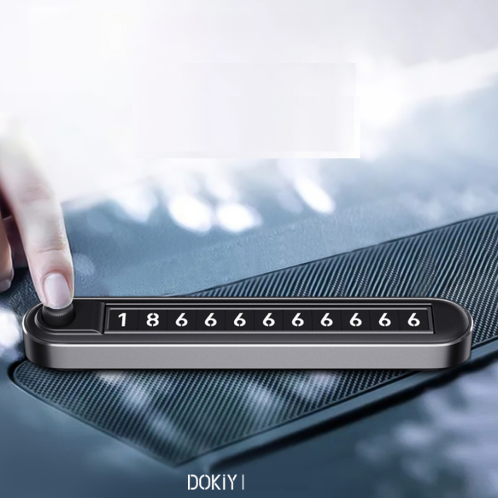 Bảng số điện thoại gắn taplo ô tô phản quang cao cấp DK-GD321  Chất liệu: Hợp kim nhôm nam châm
