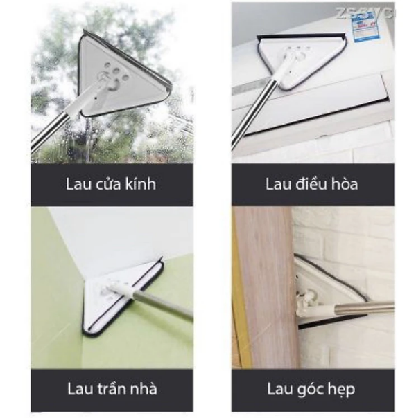 Cao cấp - Bộ Cây vệ sinh lau rửa kính 2 mặt Shika Triangle